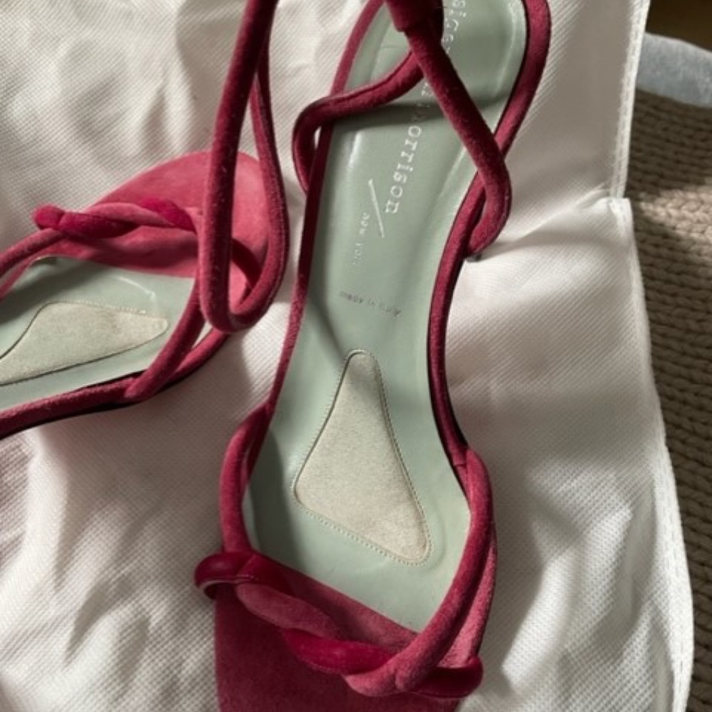Sigerson Morrison pink suede heels/sandals, size 8 - gorgeous